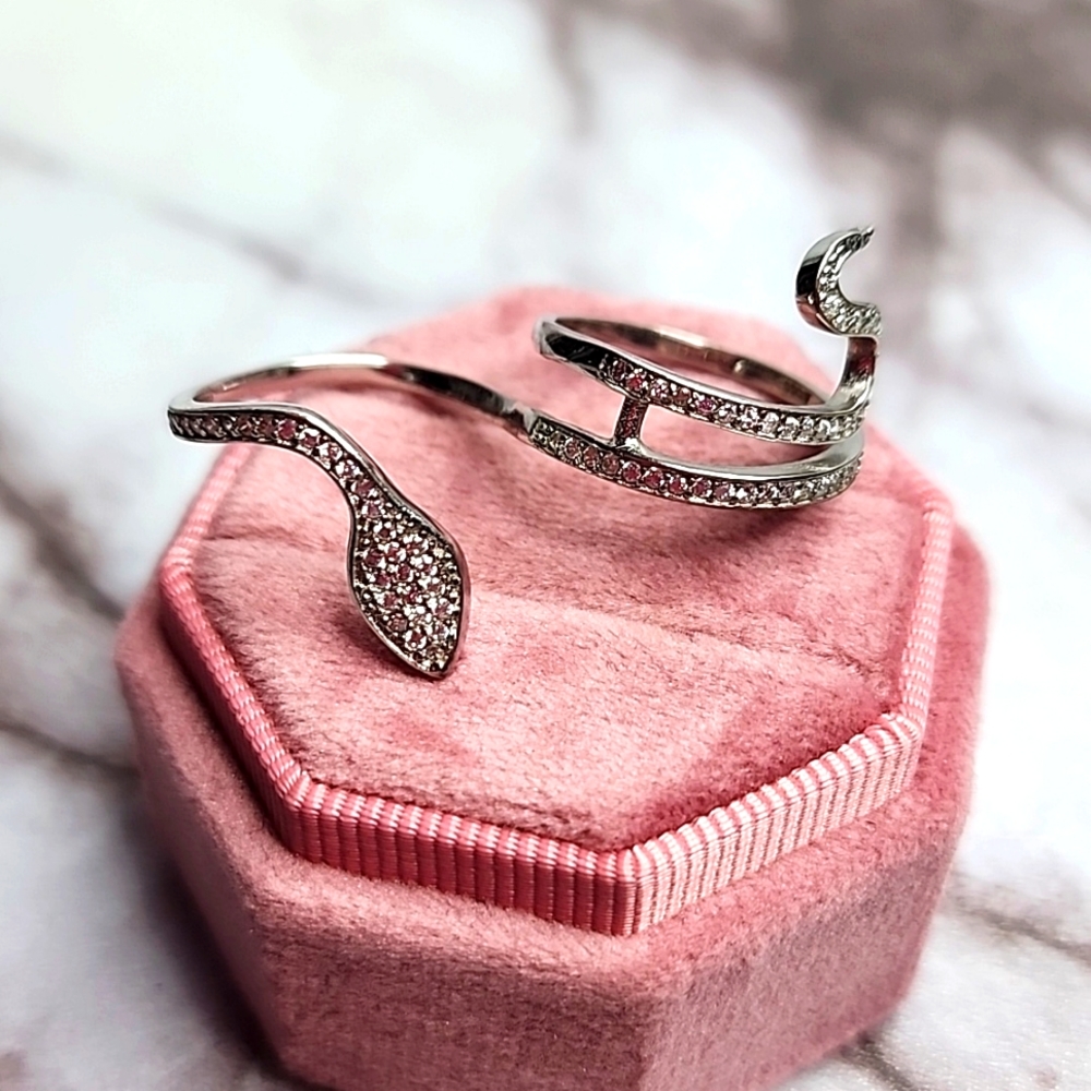 Sterling silver snake double ring